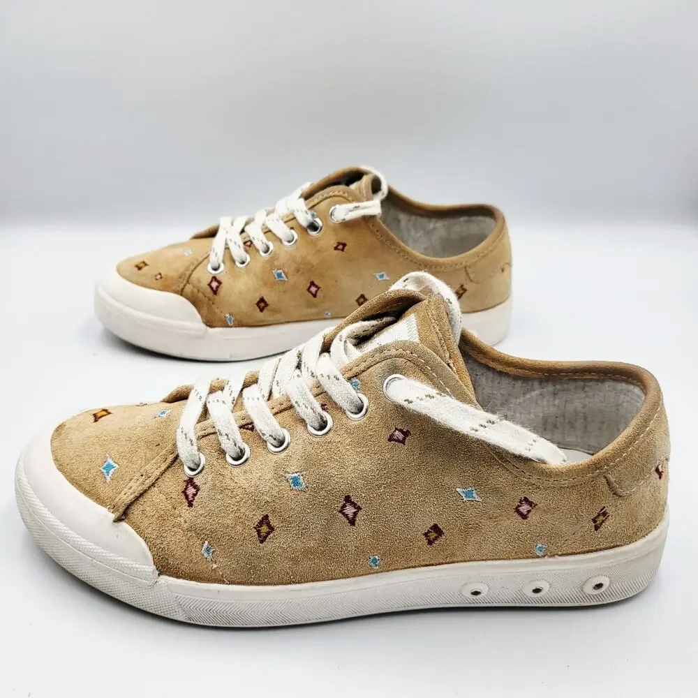 rag & bone Womens Sz 36 US-6 Standard Issue Dune Tan Embroidered Lace-Up Sneaker